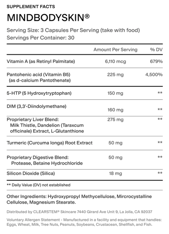 MINDBODYSKIN Hormonal Acne Supplement